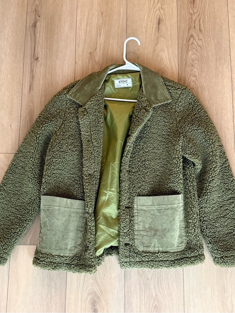 STOIC Olive Green Sherpa Jacket for Women
